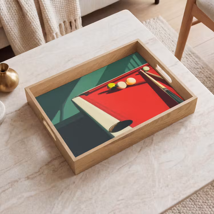 Biljarttafel - Ballen - Rood - Schaduw Dienblad Rechthoek middel -sfeer1
