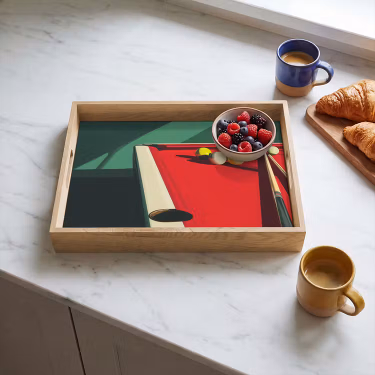 Biljarttafel - Ballen - Rood - Schaduw Dienblad Rechthoek middel -sfeer2