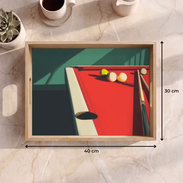 Biljarttafel - Ballen - Rood - Schaduw Dienblad Rechthoek middel -USP_Formaat