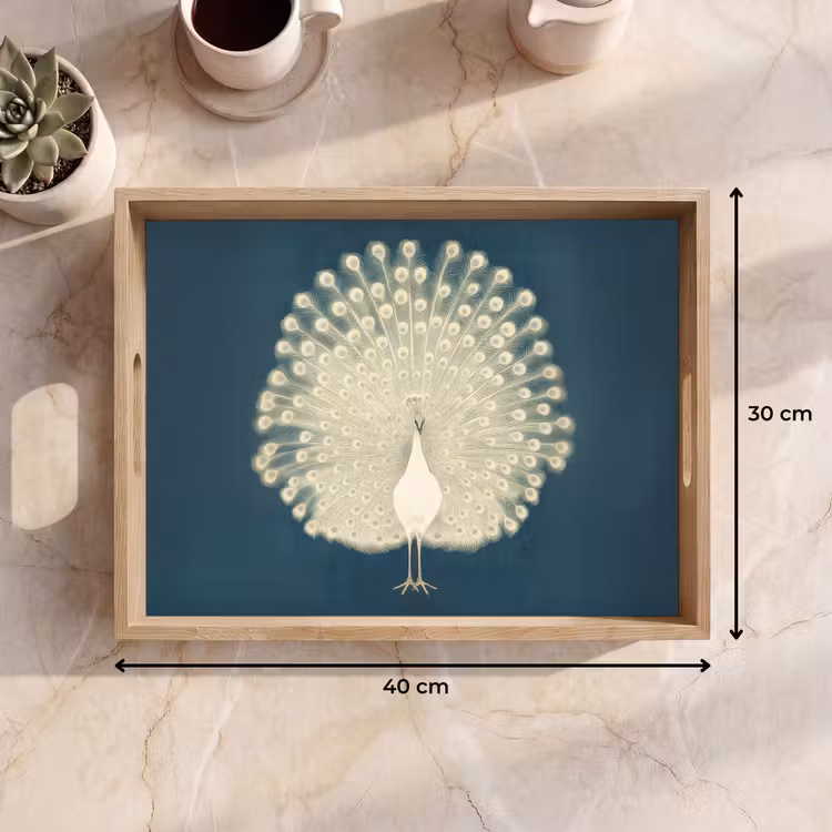 Vogel - Blauw - Vintage Dienblad Rechthoek middel -USP_Formaat
