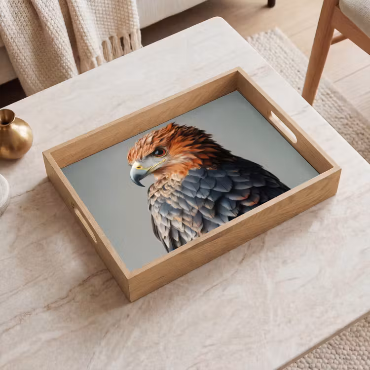Vogel - Realistisch - Veren - Bruin Dienblad Rechthoek middel -sfeer1