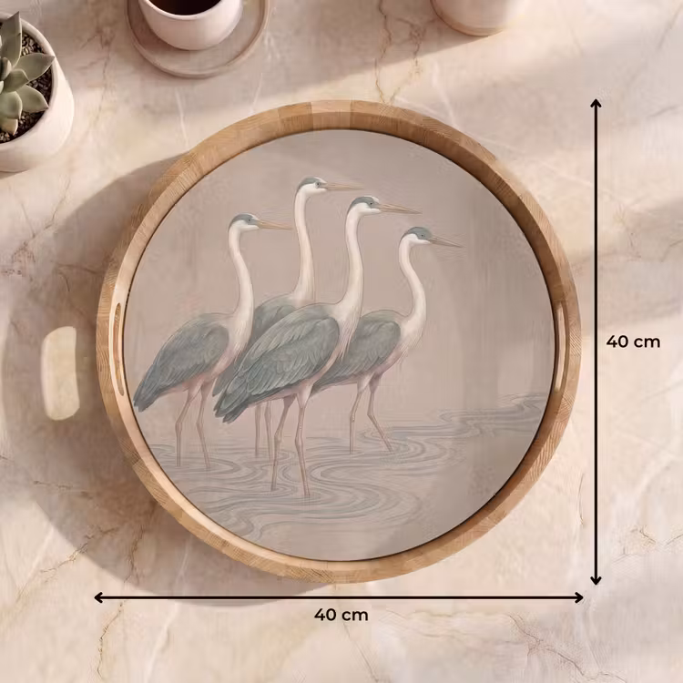 Vogel - Water - Natuur - Vintage Dienblad Rond middel -USP_Formaat