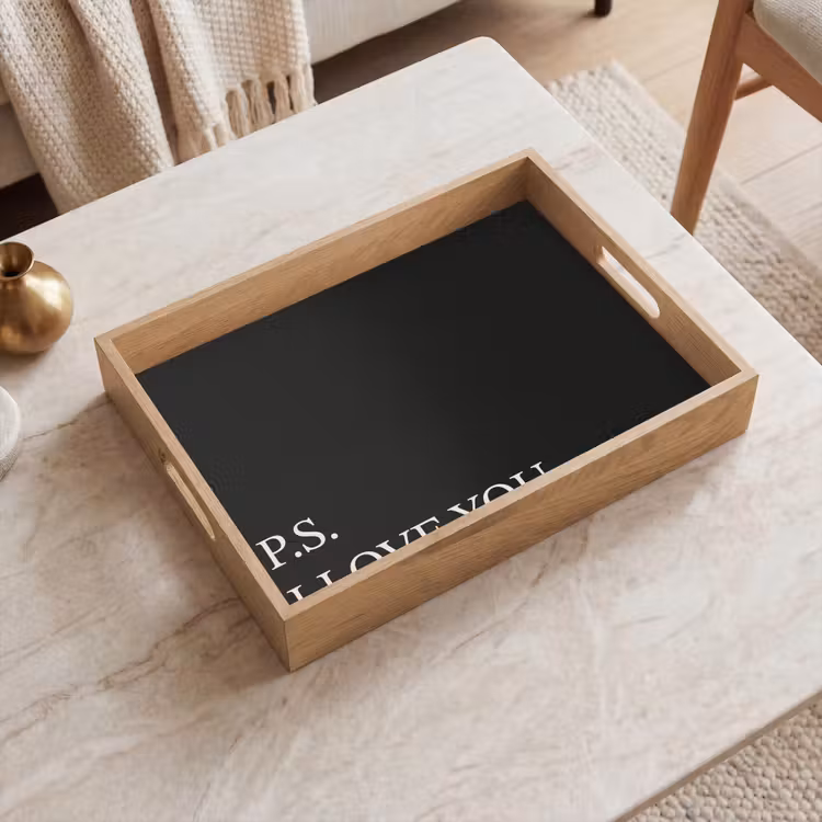 Zwart - Minimalistisch - Valentijn Dienblad Rechthoek middel -sfeer1