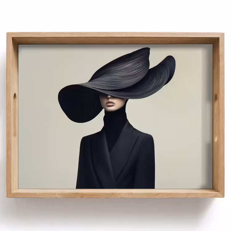 Zwart - Vrouw - Hoed Dienblad Rechthoek middel -z3d_shopping