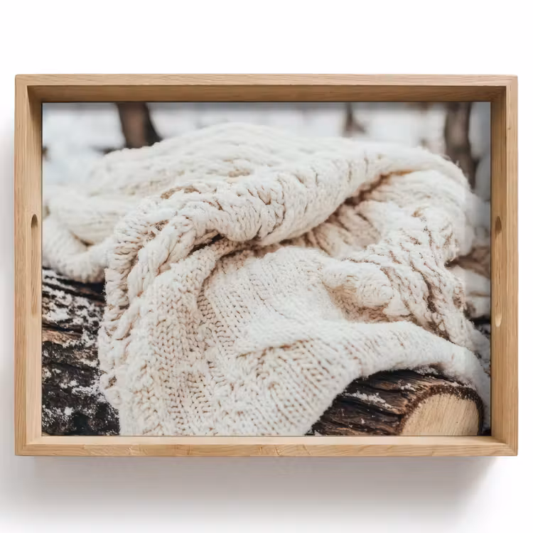 Deken - Wit - Boomstronk - Winter - Sneeuw Dienblad Rechthoek middel -z3d_shopping