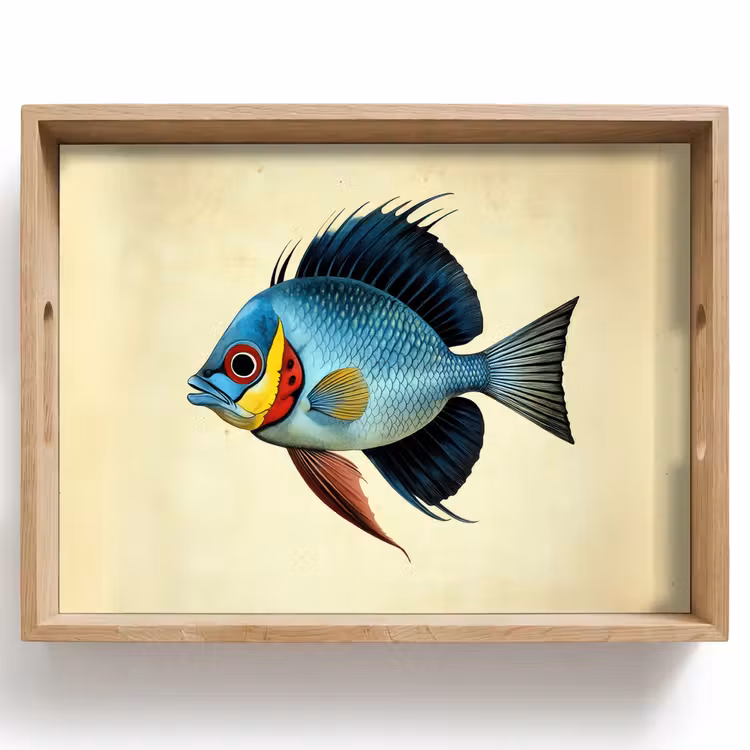 Blauw - Kieuwen - Vis - Illustratie Dienblad Rechthoek middel -z3d_shopping