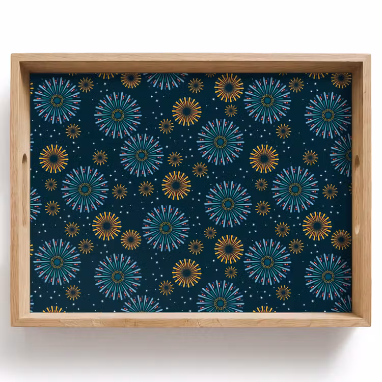Blauw - Patroon - Retro Dienblad Rechthoek middel 911 -z3d_shopping