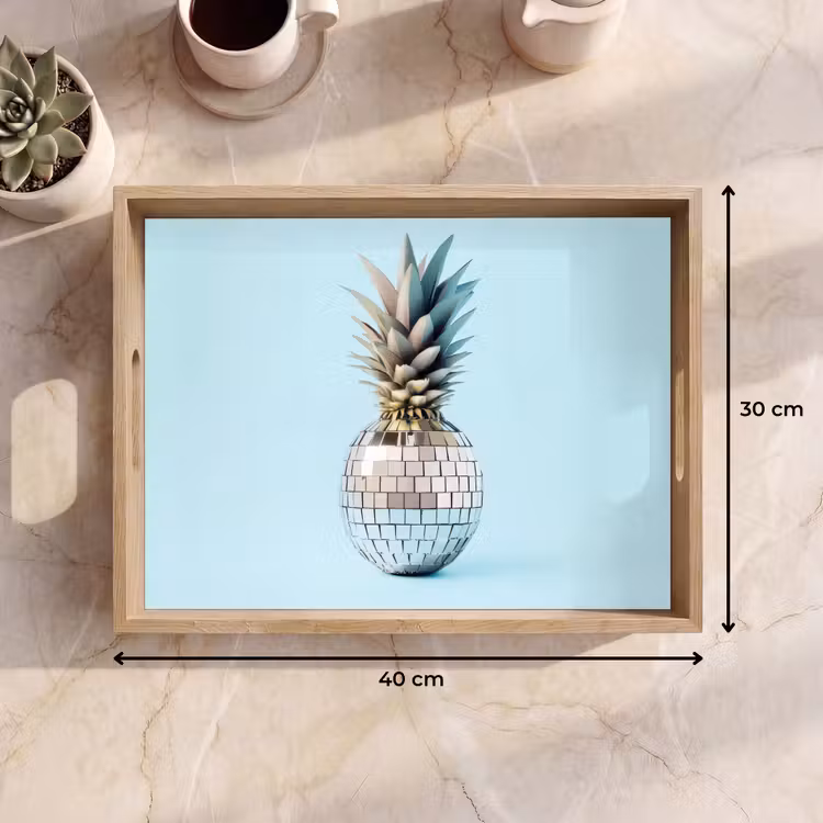 Blauw - Ananas - Disco - Discobal Dienblad Rechthoek middel -USP_Formaat