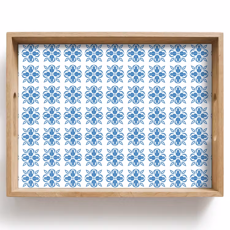 Blauw - Wit - Tegel - Patroon Dienblad Rechthoek middel 911 -z3d_shopping