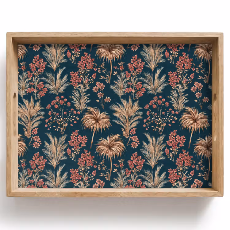 Botanisch - Patroon - Blauw Dienblad Rechthoek middel 911 -z3d_shopping