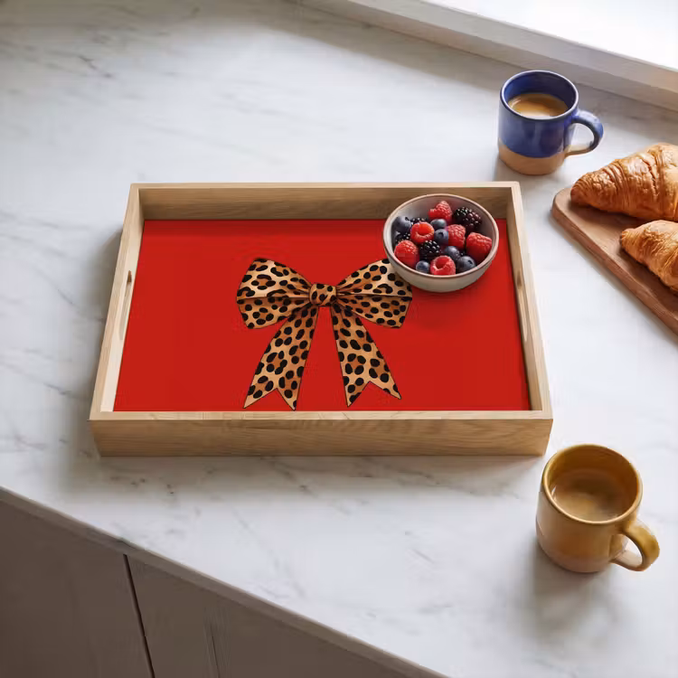 Strik - Sierlijk - Panter - Rood Dienblad Rechthoek middel -sfeer2