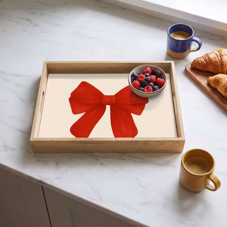 Strik - Symmetrisch - Rood - Lint Dienblad Rechthoek middel -sfeer2
