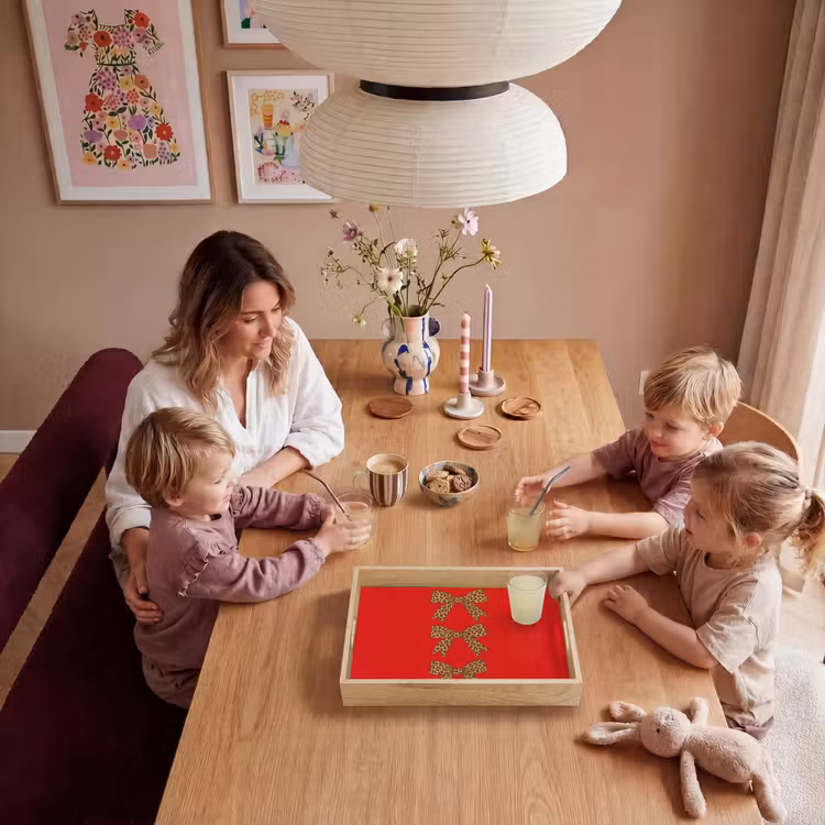 Strikken - Panterprint - Rood Dienblad Rechthoek middel -sfeer4