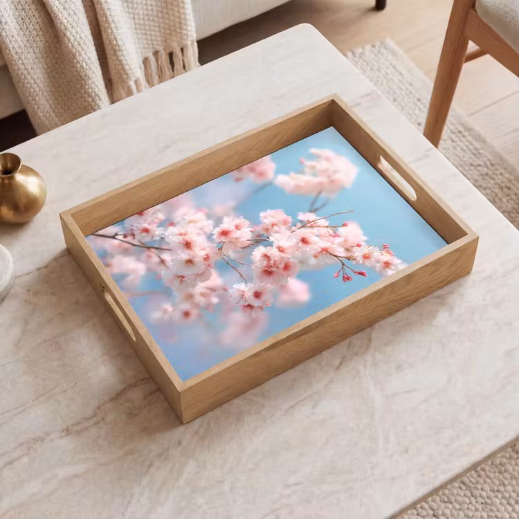Takken - Bloesems - Roze Dienblad Rechthoek middel -sfeer1