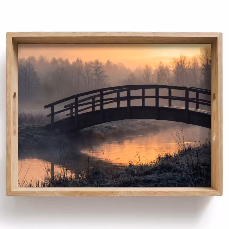 Brug - Mist - Bomen - Water Dienblad Rechthoek middel -z3d_shopping