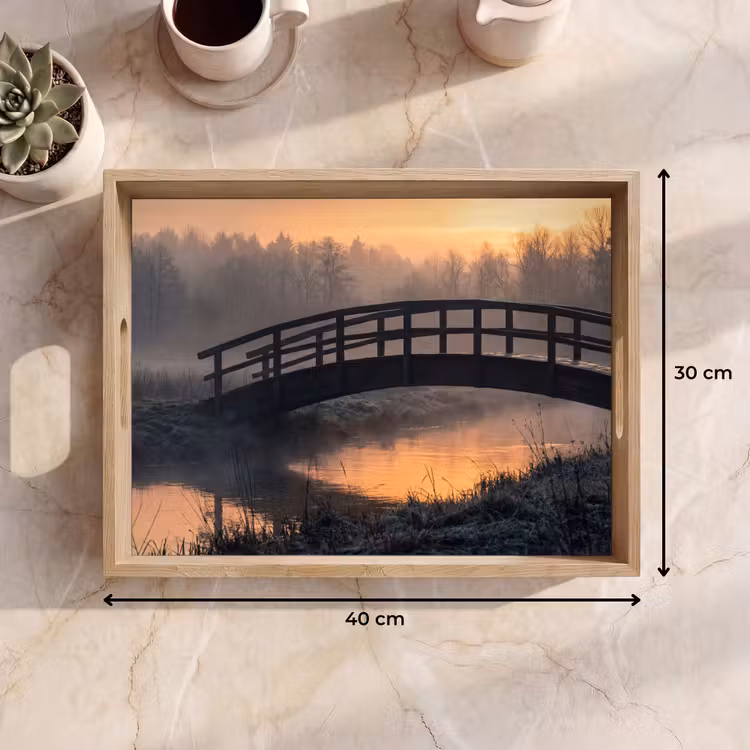 Brug - Mist - Bomen - Water Dienblad Rechthoek middel -USP_Formaat