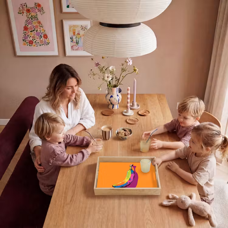 Felle kleuren - Banaan - popart Dienblad Rechthoek middel -sfeer4