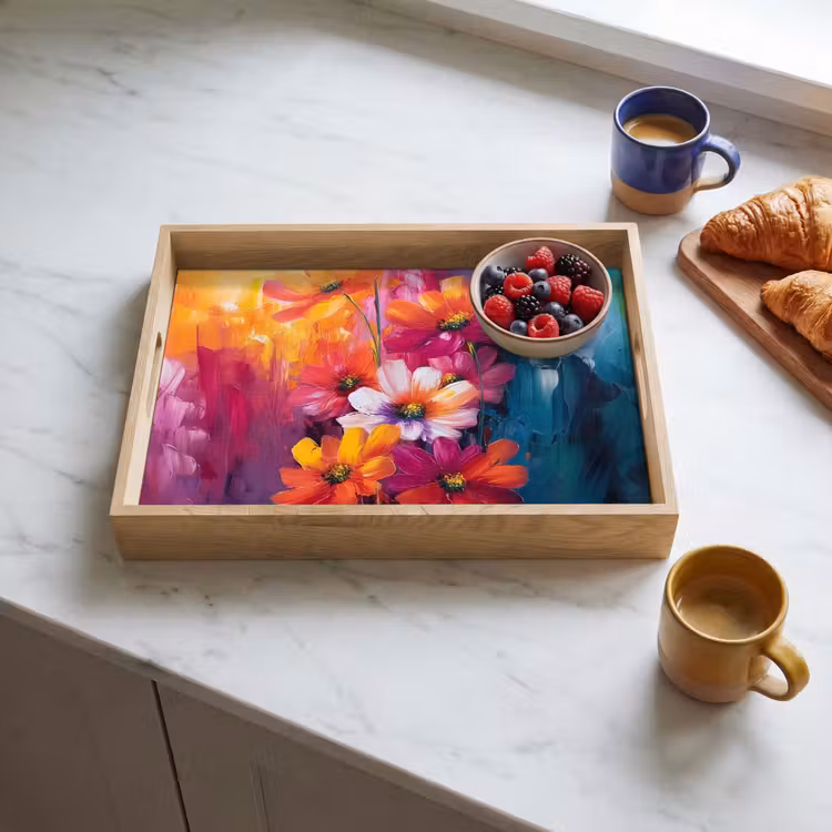 Felle bloemen - Dynamisch - Levendig Dienblad Rechthoek middel -sfeer2