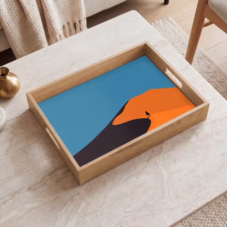 Feloranje duinen - Schaduw - Lege hemel Dienblad Rechthoek middel -sfeer1