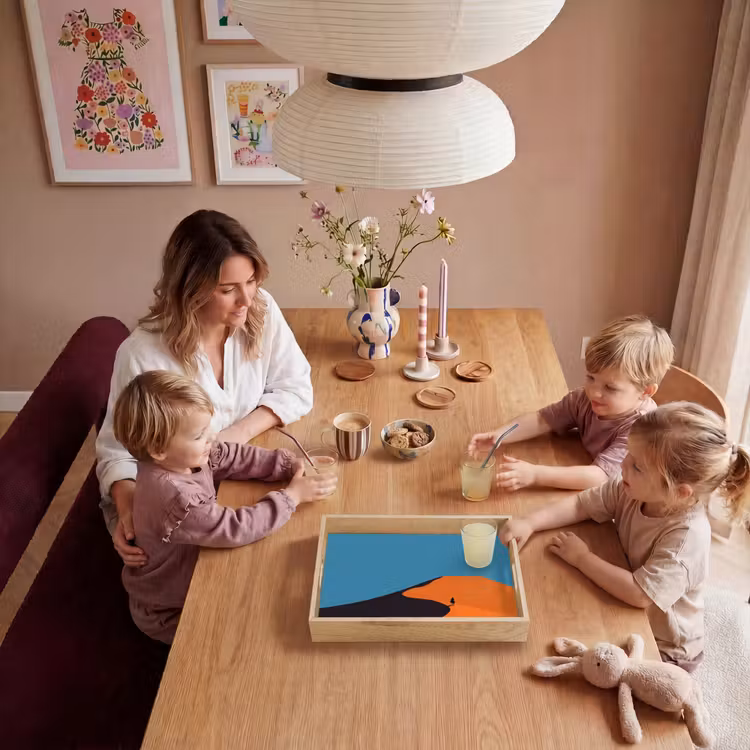 Feloranje duinen - Schaduw - Lege hemel Dienblad Rechthoek middel -sfeer4