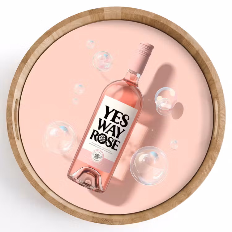Bubbels - Rosé - Roze Dienblad Rond middel -z3d_shopping