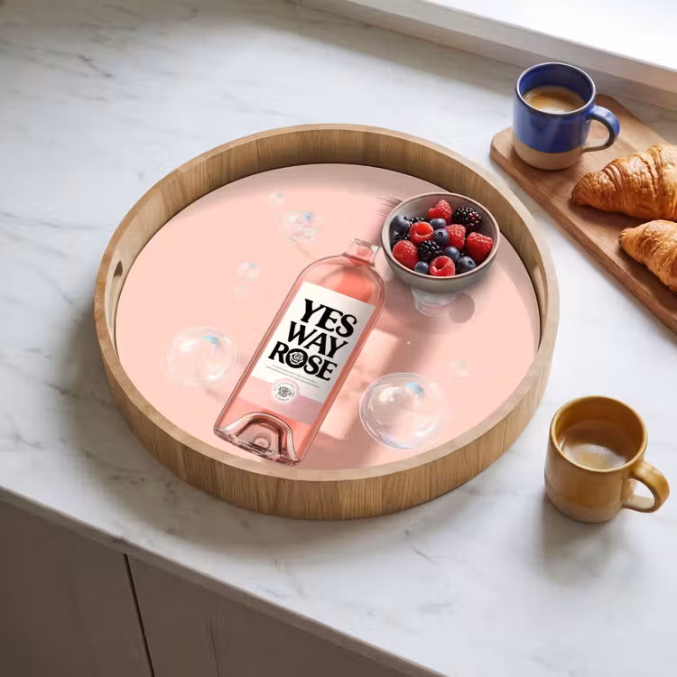 Bubbels - Rosé - Roze Dienblad Rond middel -sfeer2