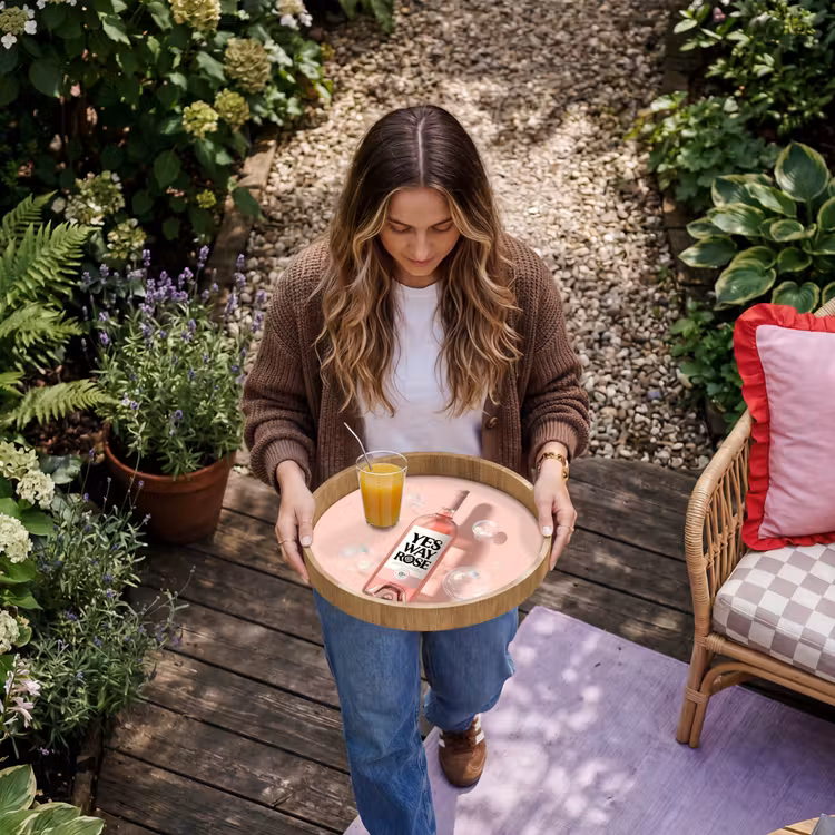 Bubbels - Rosé - Roze Dienblad Rond middel -sfeer5