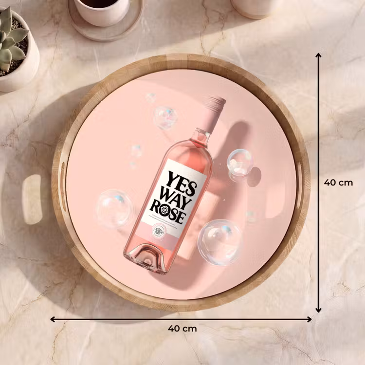 Bubbels - Rosé - Roze Dienblad Rond middel -USP_Formaat