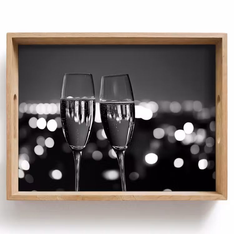 Bubbels - Proosten - Champagneglazen - Stadslichten Dienblad Rechthoek middel -z3d_shopping