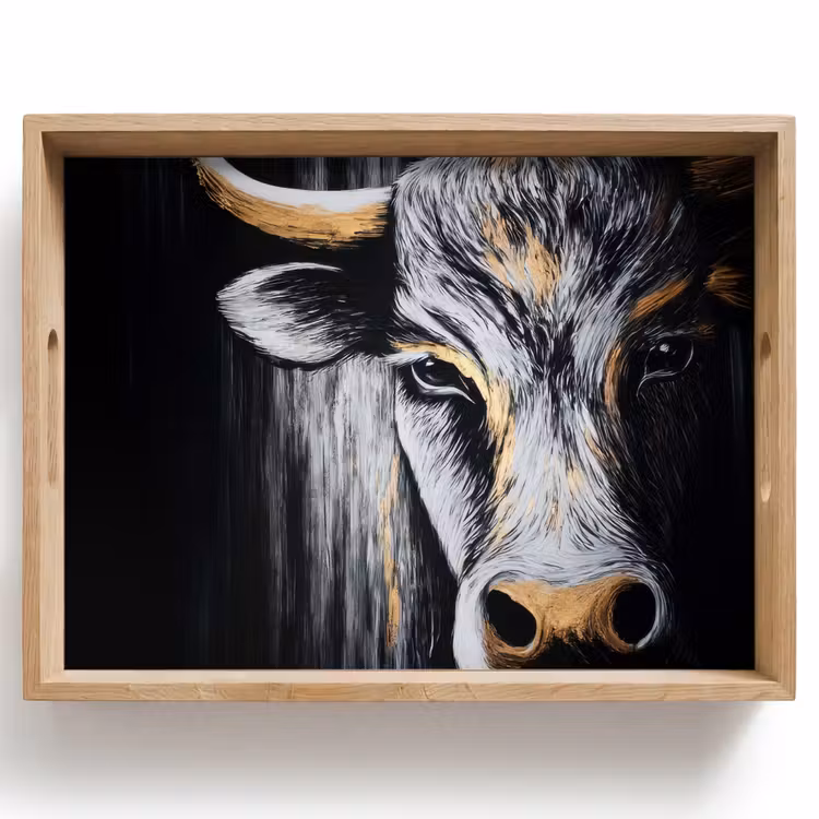 Stier - Hoorns - Snuit - Goud Dienblad Rechthoek middel -z3d_shopping