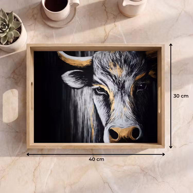 Stier - Hoorns - Snuit - Goud Dienblad Rechthoek middel -USP_Formaat