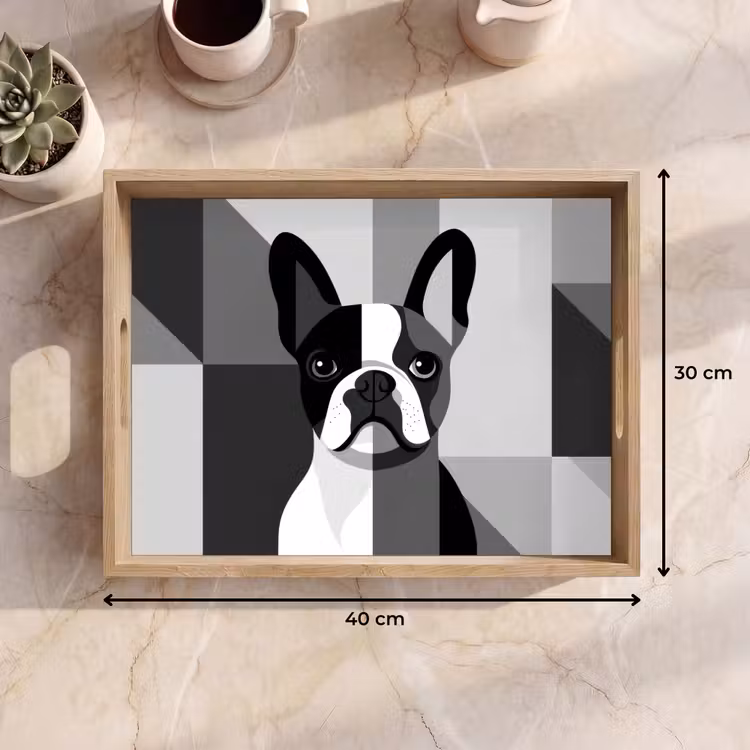 Buldog - Zwart - Abstract - Vlakken Dienblad Rechthoek middel -USP_Formaat