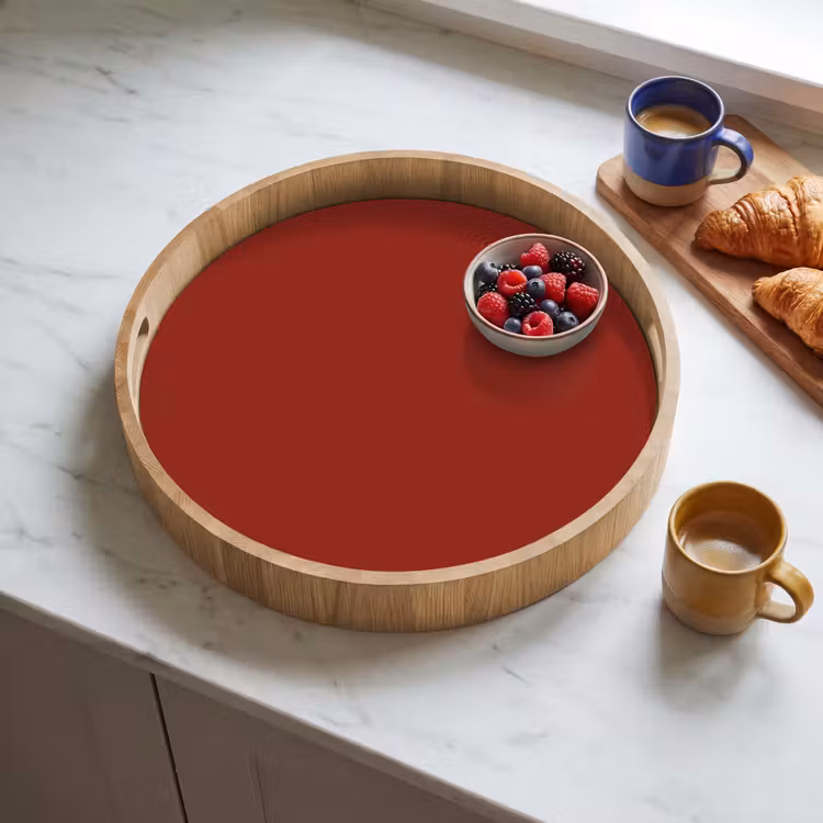 Burnt - Copper - Rood Dienblad Rond middel 914 -sfeer2