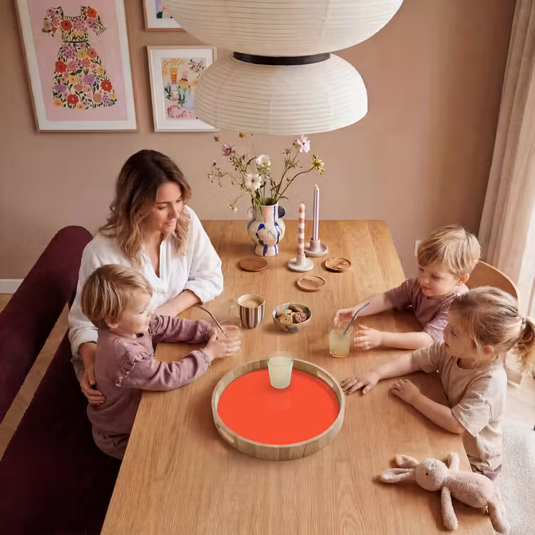 Burnt - Coral - Oranje Dienblad Rond middel 914 -sfeer4