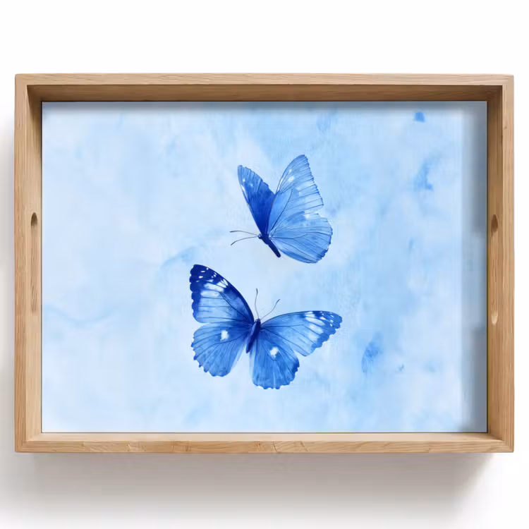 Vlinders - Sierlijk - Blauw Dienblad Rechthoek middel -z3d_shopping