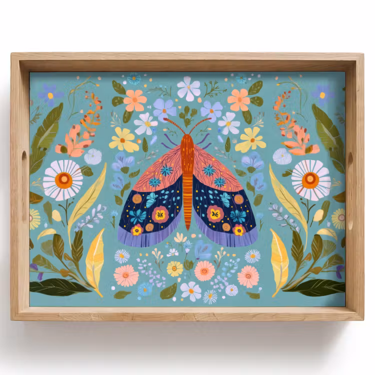 Vlinder - Sierlijk - Bloemen - Bladeren Dienblad Rechthoek middel -z3d_shopping