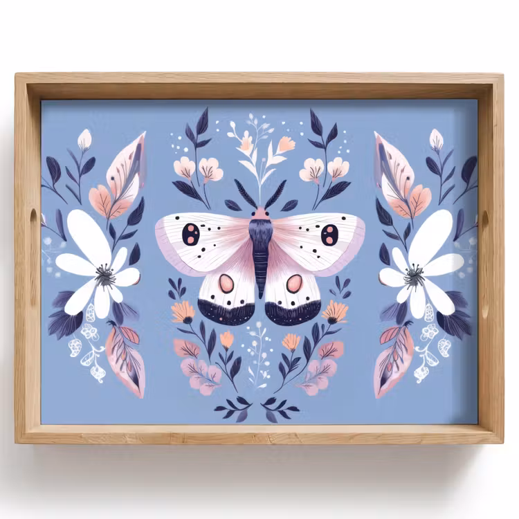 Vlinder - Vleugels - Stippen - Bloemen Dienblad Rechthoek middel -z3d_shopping