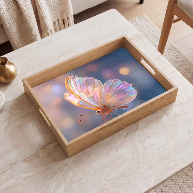 Vlinder - Vleugels - Pastel - Glinstering Dienblad Rechthoek middel -sfeer1