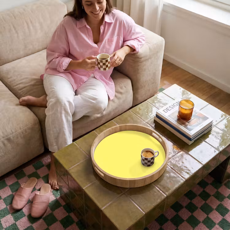 Buttery - Beige - Geel Dienblad Rond middel 914 -sfeer3