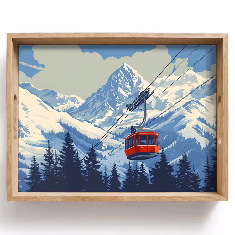Kabelbaan - Sneeuw - Berglandschap Dienblad Rechthoek middel -z3d_shopping