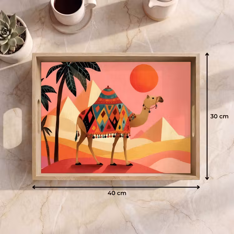 Kameel - Pyramides - Rode zon Dienblad Rechthoek middel -USP_Formaat