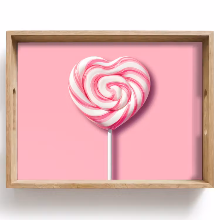 Snoep - Lolly - Hart- Roze Dienblad Rechthoek middel -z3d_shopping
