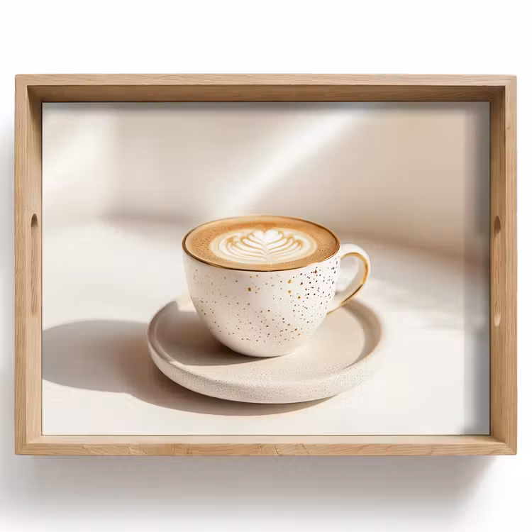 Cappuccino - Schuim - Schotel - Beige Dienblad Rechthoek middel -z3d_shopping