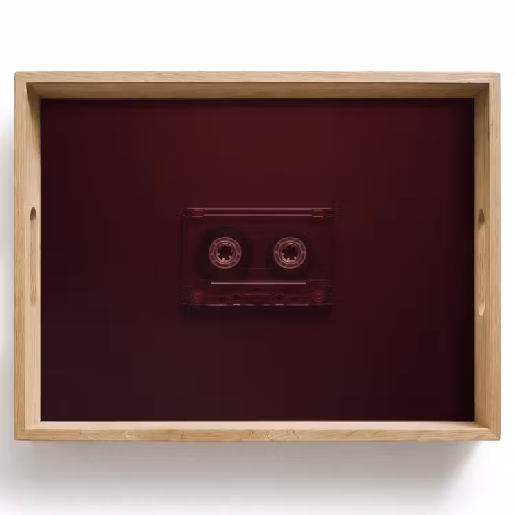 Cassetteband - Bordeaux - Vintage Dienblad Rechthoek middel -z3d_shopping