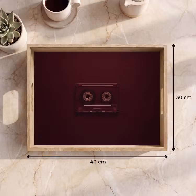Cassetteband - Bordeaux - Vintage Dienblad Rechthoek middel -USP_Formaat