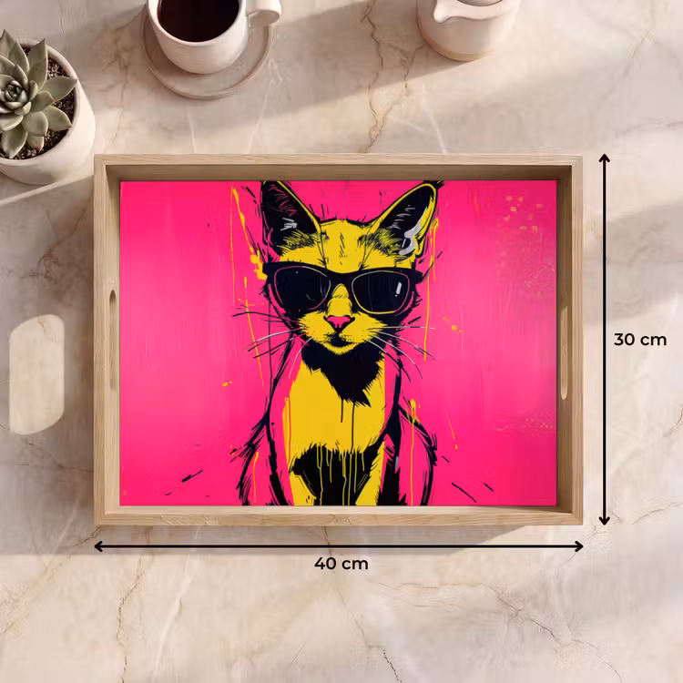 Kat - Art - Zonnebril - Roze Dienblad Rechthoek middel -USP_Formaat