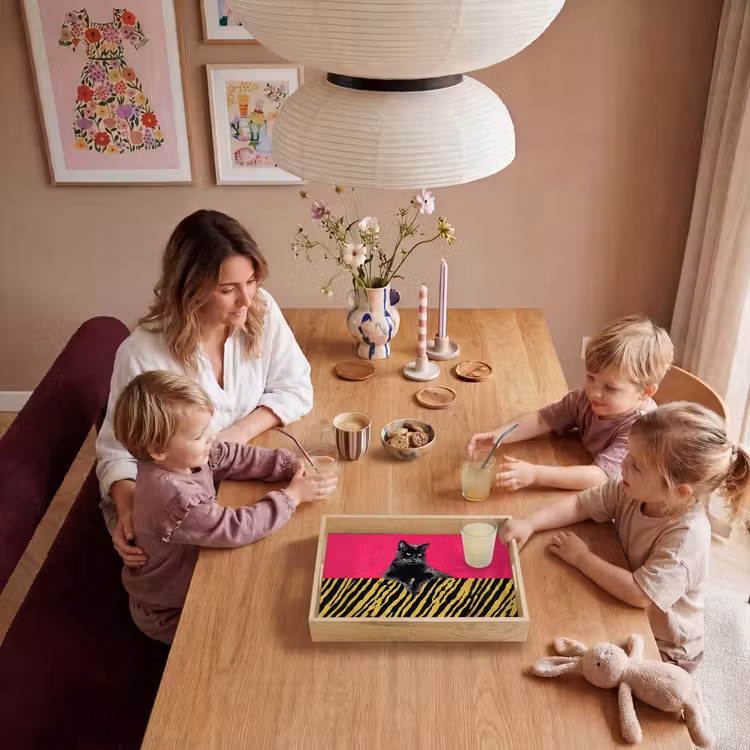 Kat - Baas - Roze - Tijgerprint Dienblad Rechthoek middel -sfeer4