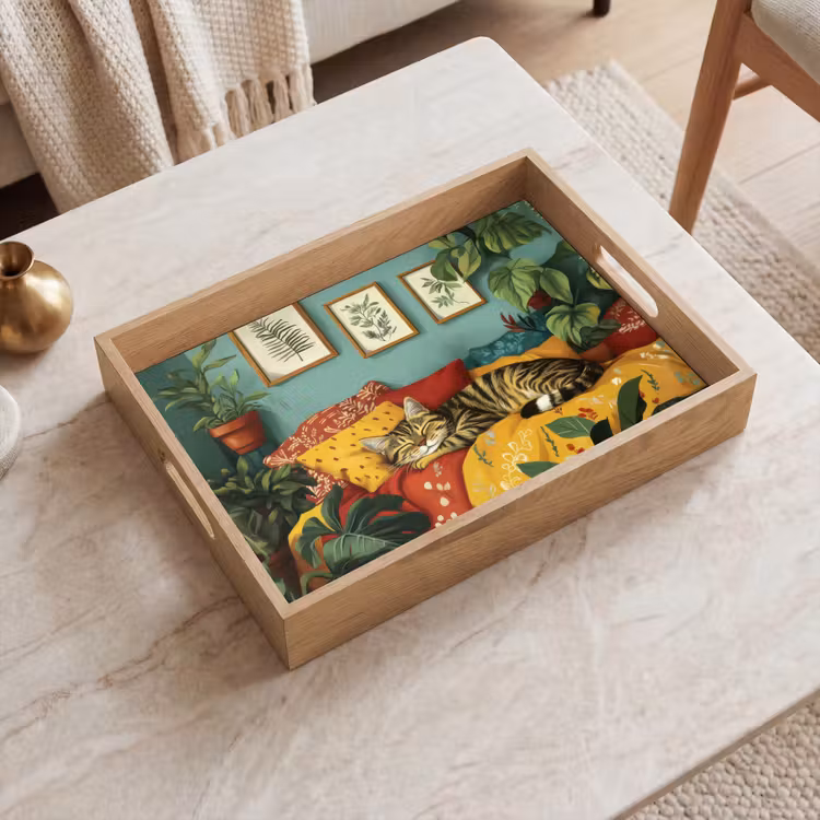 Kat - Planten - Groen Dienblad Rechthoek middel -sfeer1