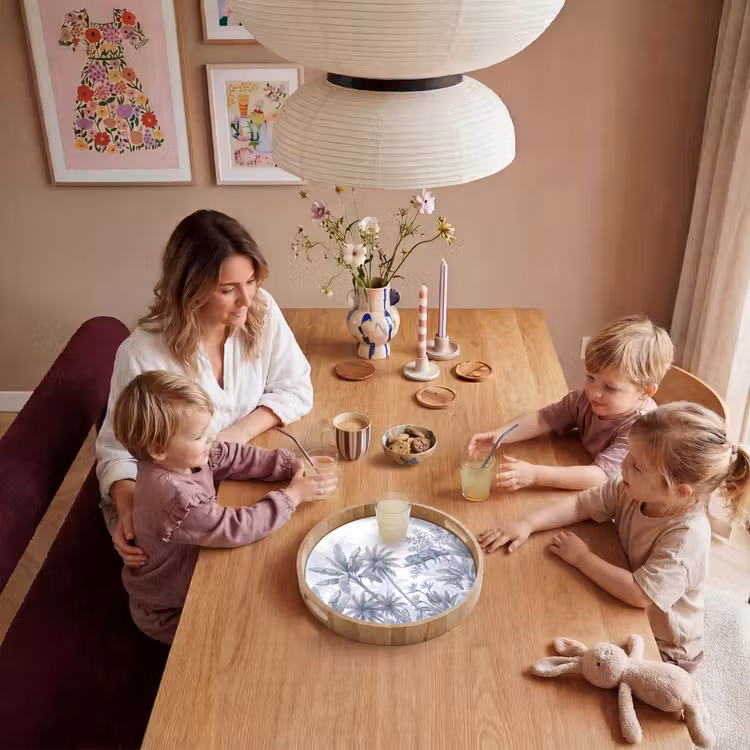 Kat - Tropisch bos - Modern - Grijs Dienblad Rond middel -sfeer4