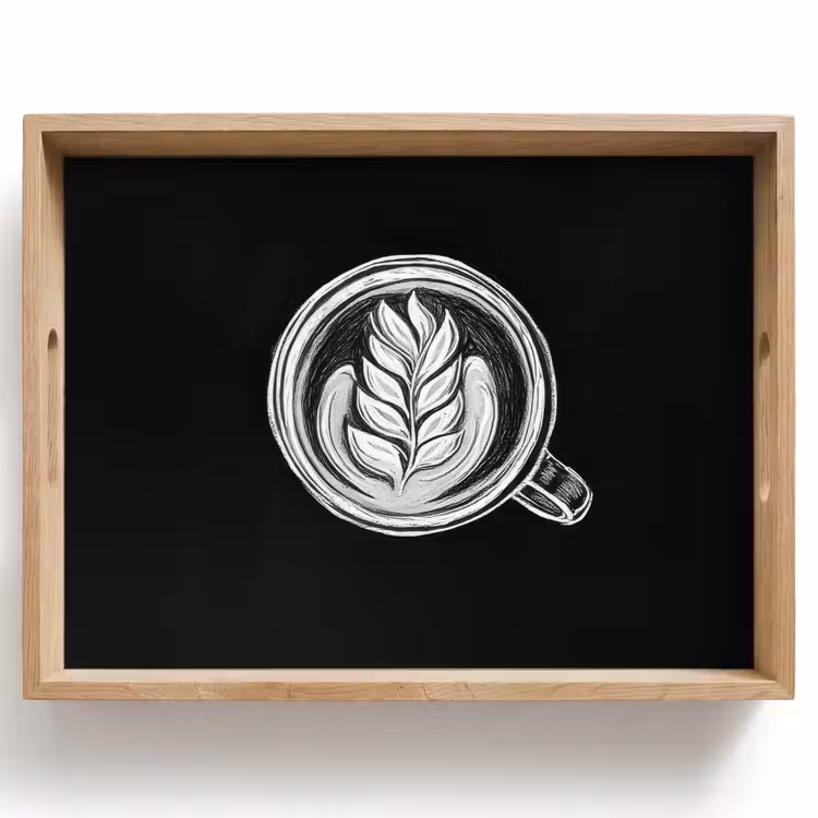 Krijttekening - Koffie - Latte art Dienblad Rechthoek middel -z3d_shopping